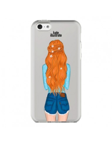 Coque iPhone 5C Red Hair Don't Care Rousse Transparente - kateillustrate
