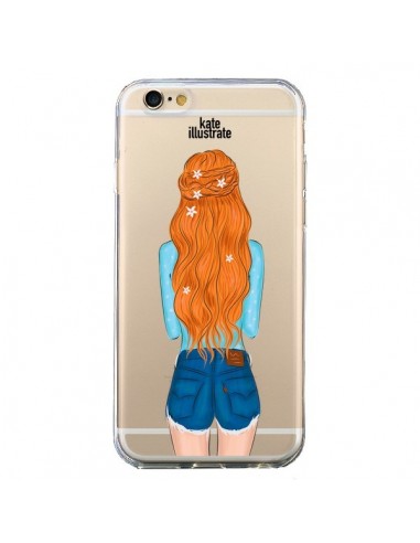 Coque iPhone 6 et 6S Red Hair Don't Care Rousse Transparente - kateillustrate