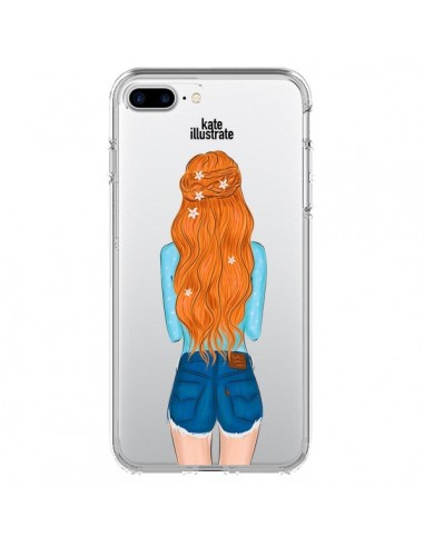 Coque iPhone 7 Plus et 8 Plus Red Hair Don't Care Rousse Transparente - kateillustrate