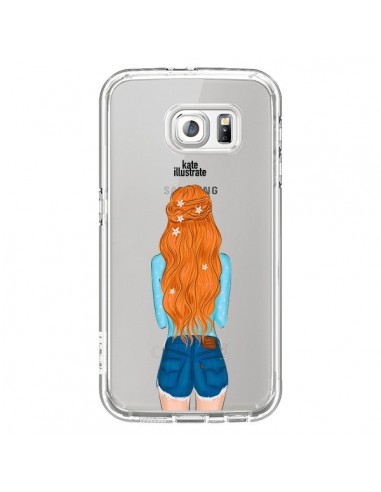 Coque Red Hair Don't Care Rousse Transparente pour Samsung Galaxy S6 - kateillustrate