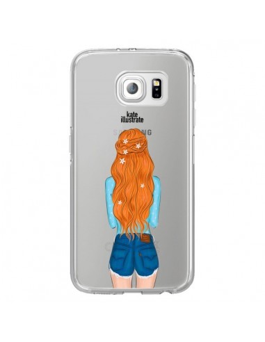 Coque Red Hair Don't Care Rousse Transparente pour Samsung Galaxy S6 Edge - kateillustrate