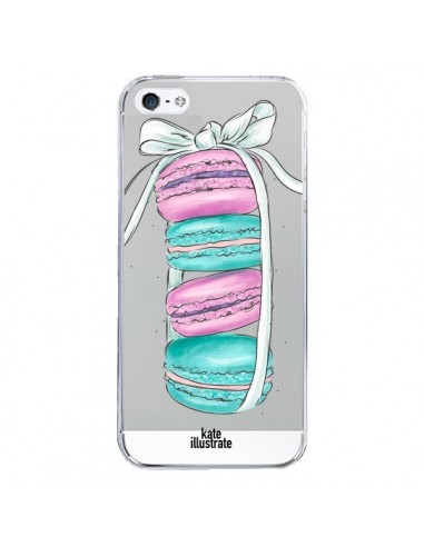 Coque iPhone 5/5S et SE Macarons Pink Mint Rose Transparente - kateillustrate