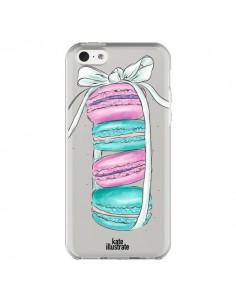 Coque iPhone 5C Macarons Pink Mint Rose Transparente -...