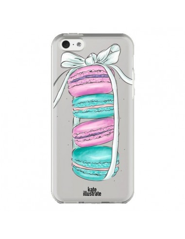 Coque iPhone 5C Macarons Pink Mint Rose Transparente - kateillustrate