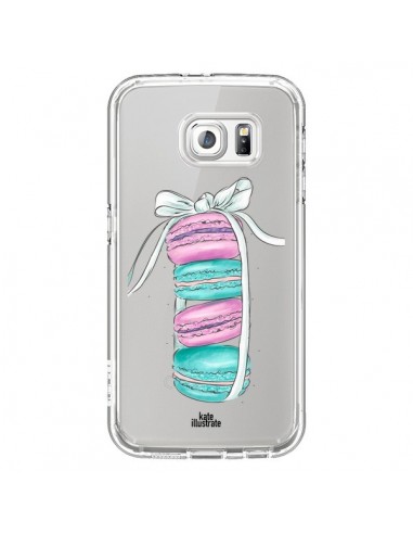 Coque Macarons Pink Mint Rose Transparente pour Samsung Galaxy S6 - kateillustrate