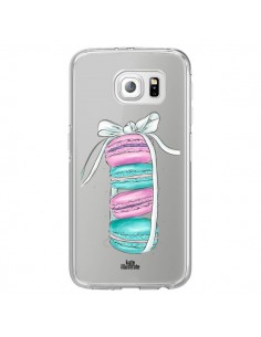 Coque Macarons Pink Mint Rose Transparente pour Samsung...