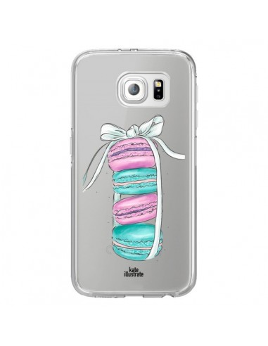 Coque Macarons Pink Mint Rose Transparente pour Samsung Galaxy S6 Edge - kateillustrate