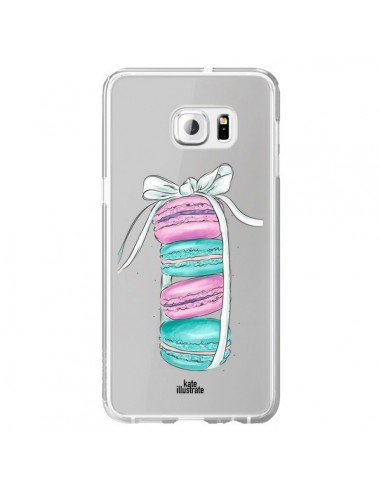 Coque Macarons Pink Mint Rose Transparente pour Samsung Galaxy S6 Edge Plus - kateillustrate