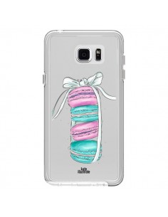 Coque Macarons Pink Mint Rose Transparente pour Samsung...