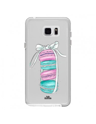 Coque Macarons Pink Mint Rose Transparente pour Samsung Galaxy Note 5 - kateillustrate