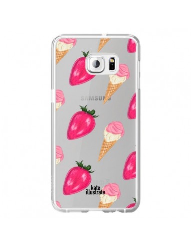 Coque Strawberry Ice Cream Fraise Glace Transparente pour Samsung Galaxy S6 Edge Plus - kateillustrate