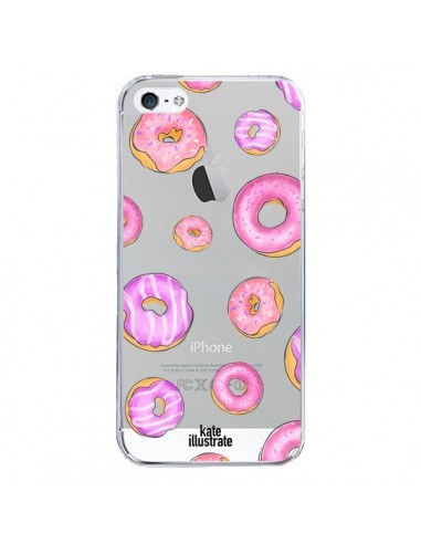 Coque iPhone 5/5S et SE Pink Donuts Rose Transparente - kateillustrate