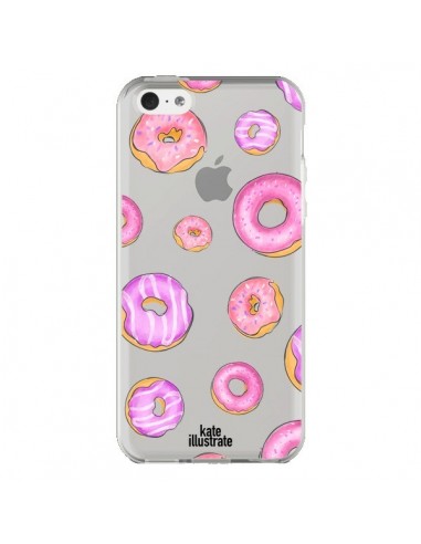 Coque iPhone 5C Pink Donuts Rose Transparente - kateillustrate