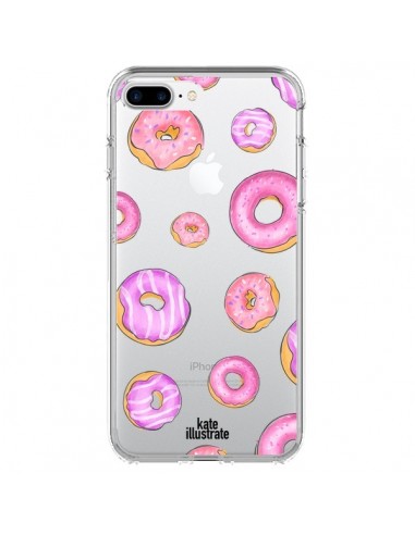 Coque iPhone 7 Plus et 8 Plus Pink Donuts Rose Transparente - kateillustrate
