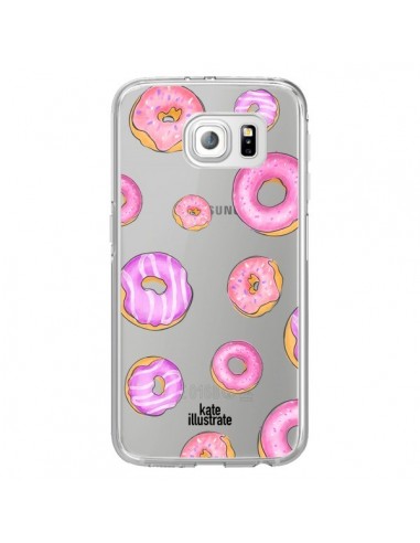 Coque Pink Donuts Rose Transparente pour Samsung Galaxy S6 Edge - kateillustrate