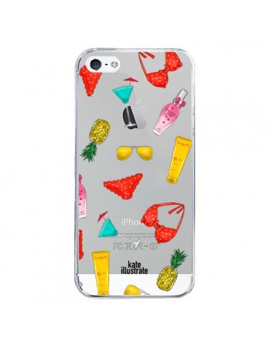 Coque iPhone 5/5S et SE Summer Essentials Ete Essentiel Transparente - kateillustrate