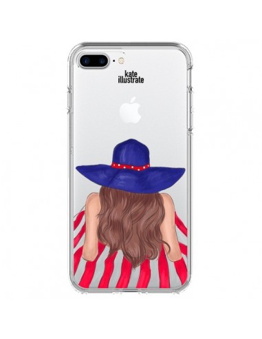 Coque iPhone 7 Plus et 8 Plus Beah Girl Fille Plage Transparente - kateillustrate