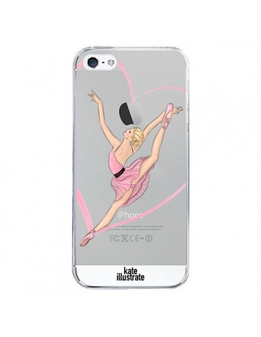 Coque iPhone 5/5S et SE Ballerina Jump In The Air Ballerine Danseuse Transparente - kateillustrate