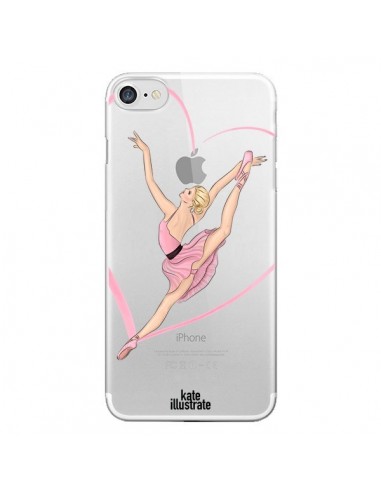 Coque iPhone 7/8 et SE 2020 Ballerina Jump In The Air Ballerine Danseuse Transparente - kateillustrate