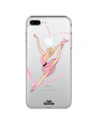 Coque iPhone 7 Plus et 8 Plus Ballerina Jump In The Air Ballerine Danseuse Transparente - kateillustrate