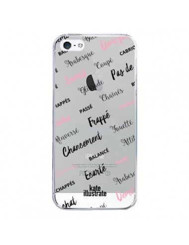 Coque iPhone 5/5S et SE Ballerina Ballerine Mots Transparente - kateillustrate