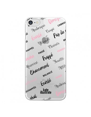 Coque iPhone 7/8 et SE 2020 Ballerina Ballerine Mots Transparente - kateillustrate