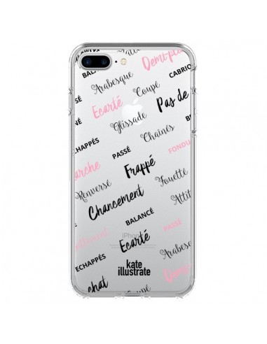 Coque iPhone 7 Plus et 8 Plus Ballerina Ballerine Mots Transparente - kateillustrate