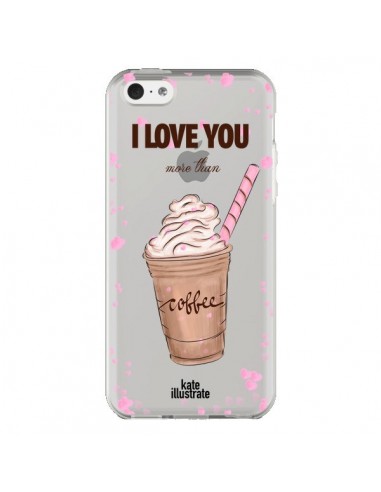Coque iPhone 5C I love you More Than Coffee Glace Amour Transparente - kateillustrate