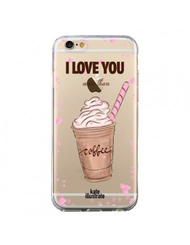 Coque iPhone 6 et 6S I love you More Than Coffee Glace Amour Transparente - kateillustrate