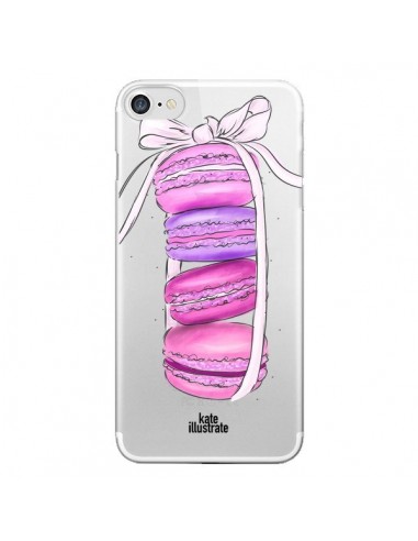 Coque iPhone 7/8 et SE 2020 Macarons Pink Purple Rose Violet Transparente - kateillustrate