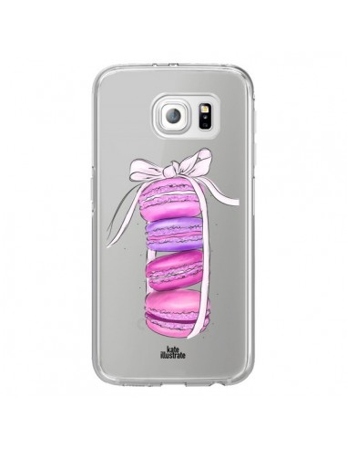Coque Macarons Pink Purple Rose Violet Transparente pour Samsung Galaxy S6 Edge - kateillustrate