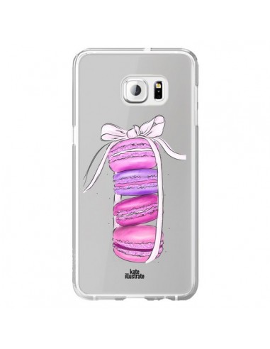 Coque Macarons Pink Purple Rose Violet Transparente pour Samsung Galaxy S6 Edge Plus - kateillustrate