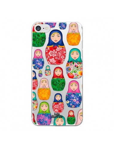 Coque iPhone 7/8 et SE 2020 Matryoshka Dolls Poupées Russes Transparente - kateillustrate