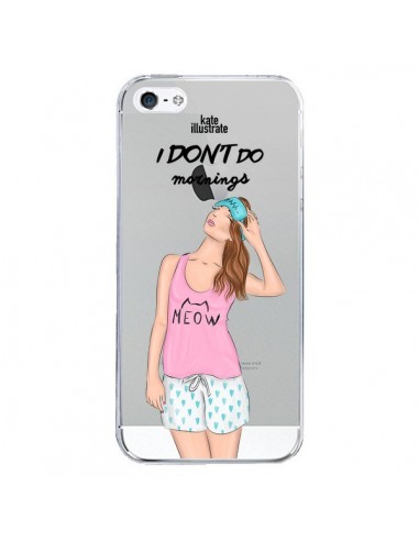 Coque iPhone 5/5S et SE I Don't Do Mornings Matin Transparente - kateillustrate