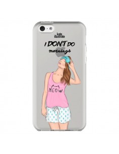 Coque iPhone 5C I Don't Do Mornings Matin Transparente -...