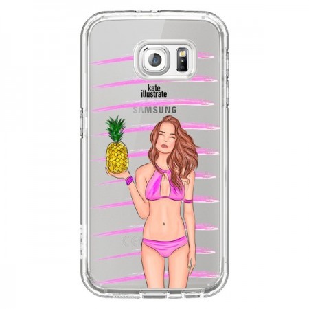 Coque Malibu Ananas Plage Ete Rose Transparente pour Samsung Galaxy S6 - kateillustrate