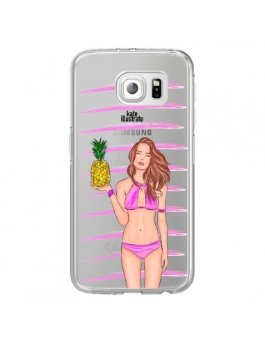 Coque Malibu Ananas Plage Ete Rose Transparente pour Samsung Galaxy S7 Edge - kateillustrate