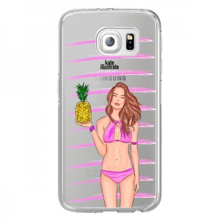 Coque Malibu Ananas Plage Ete Rose Transparente pour Samsung Galaxy S7 Edge - kateillustrate