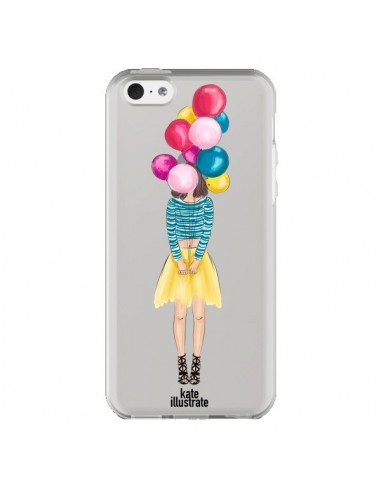 Coque iPhone 5C Girls Balloons Ballons Fille Transparente - kateillustrate