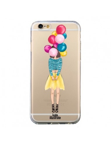 Coque iPhone 6 et 6S Girls Balloons Ballons Fille Transparente - kateillustrate