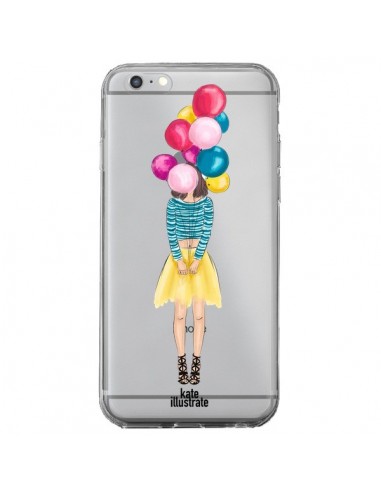 Coque iPhone 6 Plus et 6S Plus Girls Balloons Ballons Fille Transparente - kateillustrate