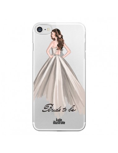 Coque iPhone 7/8 et SE 2020 Bride To Be Mariée Mariage Transparente - kateillustrate