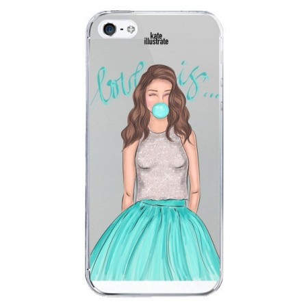 Coque iPhone 5/5S et SE Bubble Girls Tiffany Bleu Transparente - kateillustrate