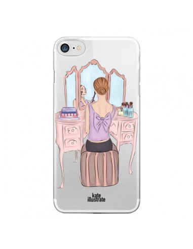 Coque iPhone 7/8 et SE 2020 Vanity Coiffeuse Make Up Transparente - kateillustrate