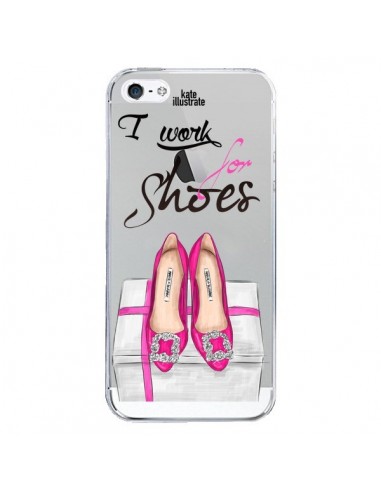Coque iPhone 5/5S et SE I Work For Shoes Chaussures Transparente - kateillustrate