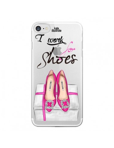 Coque iPhone 7/8 et SE 2020 I Work For Shoes Chaussures Transparente - kateillustrate