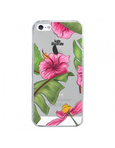 Coque iPhone 5/5S et SE Tropical Leaves Fleurs Feuilles Transparente - kateillustrate