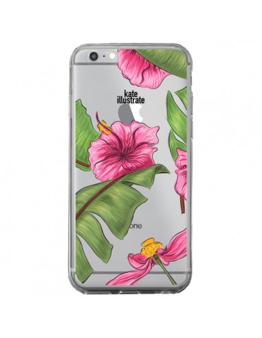 Coque iPhone 6 Plus et 6S Plus Tropical Leaves Fleurs Feuilles Transparente - kateillustrate