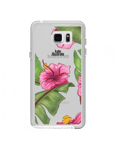 Coque Tropical Leaves Fleurs Feuilles Transparente pour Samsung Galaxy Note 5 - kateillustrate