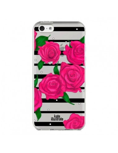 Coque iPhone 5C Roses Rose Fleurs Flowers Transparente - kateillustrate